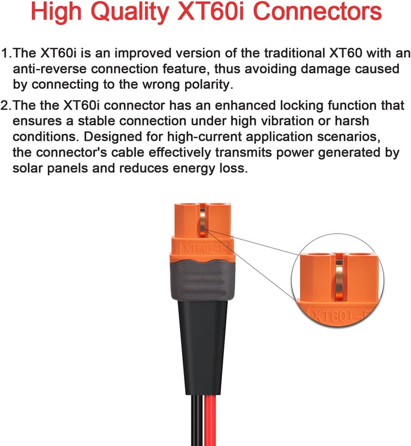 ELFCULB 10AWG 75FT Solar to XT60i Cable 2 10 25 35 50 75 100FT Solar Connector to XT60i Adapter Cable for Portable Power Station (75FT) - Image 2